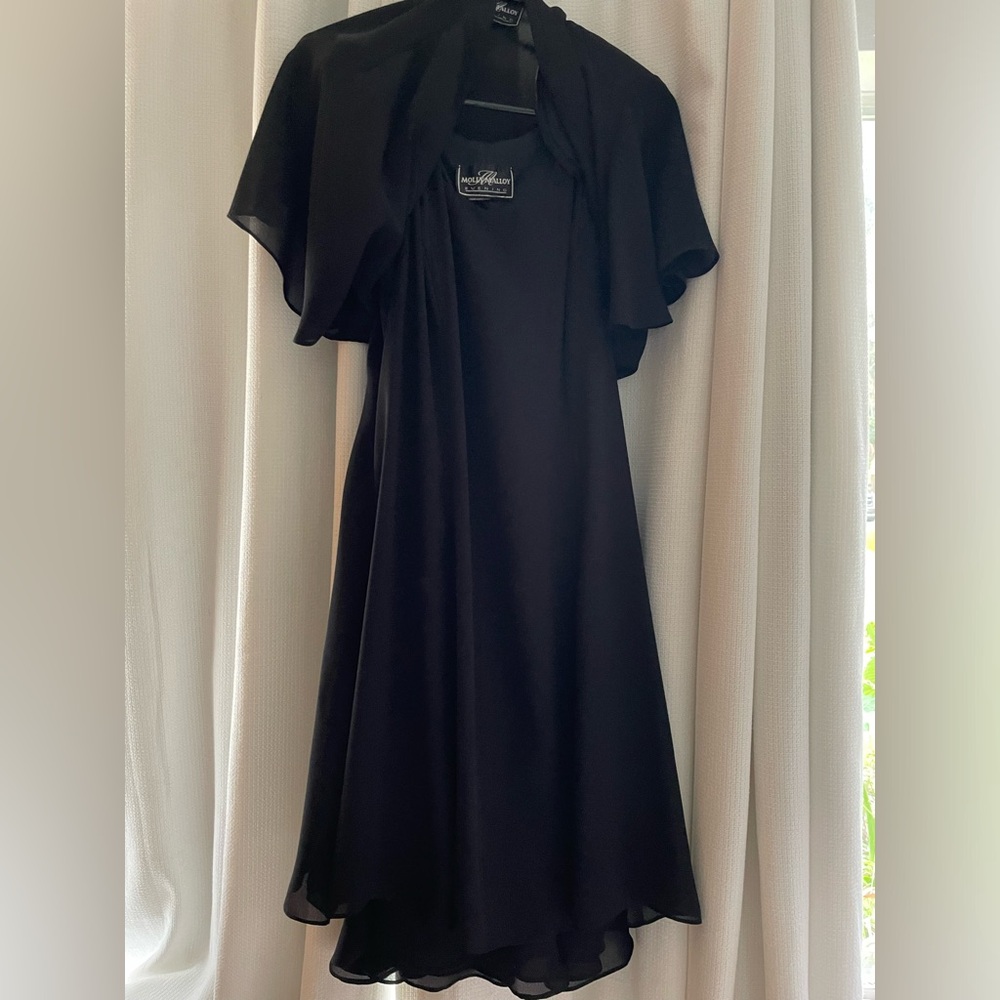 Molly Malloy black dress with removable shoulder cover